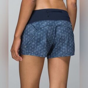 Lululemon Run Times Short Blue Swift Ultra Sz 4 Inkwell Star Print Athletic Run